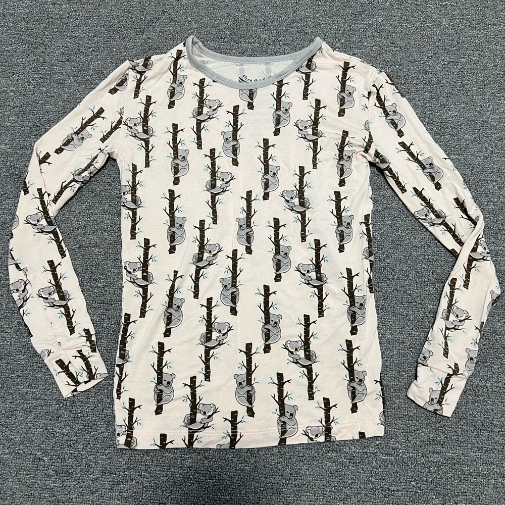 Freebird Kids Bamboo Pajama Top - Cream with Koala Print